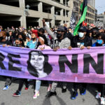 a march through the streets of downtown Louisville for breonna taylor
