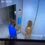 Courtney Clenney and her boyfriend, Christian Obumseli inside the elevator of their apartment building