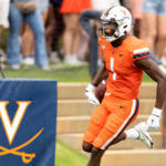 Football player runs on field