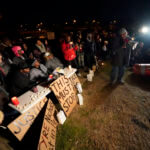 Rev. Andre E Johnson preaches at a candlelight vigil for Tyre Nichols