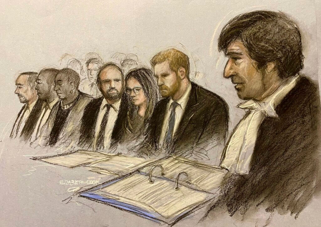 court sketch of Prince Harry