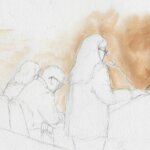 Courtroom sketch of David Warwick testifying