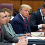 Donald Trump sits in NY courtroom