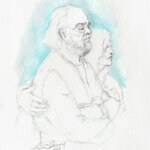 This courtroom sketch depicts Kay and Larry Woodcock.