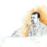 courtroom sketch shows Lt. Joseph Powell