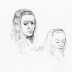 sketch shows two images of Lori Vallow Daybell in court
