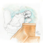 This courtroom sketch depicts Larry Woodcock.