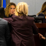 Clark County District Judge Carli Kierny speaks with counsel in Las Vegas.