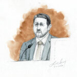 Sketch of Ian Pawlowski testifying
