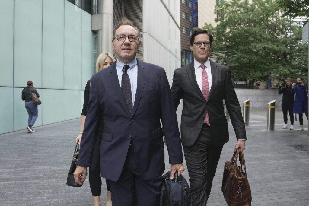 Kevin Spacey leaves a London court on July 14, 2023.
