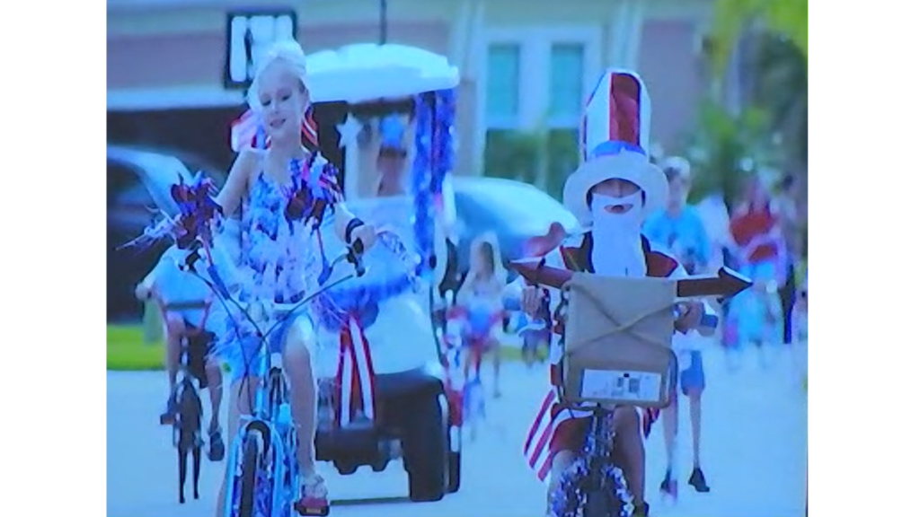 The Kowalski Family seen riding bikes