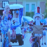 The Kowalski Family seen riding bikes