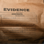 brown bag labeled evidence