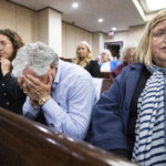 people react with emotion in the courtroom gallery