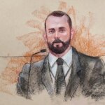 courtroom sketch of man testifying