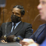 Rakim Mayers, aka A$AP Rocky, sits during a preliminary hearing