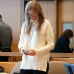Michelle Troconis stands in court