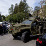 Law enforcement rides a vehicle
