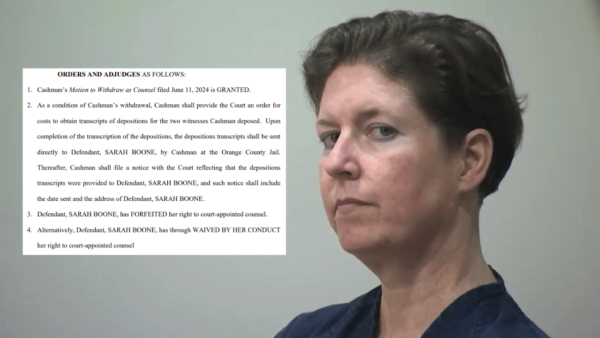 Eight is enough: Judge rules Sarah Boone forfeits right to attorney