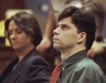 Lyle Menendez looks up during testimony
