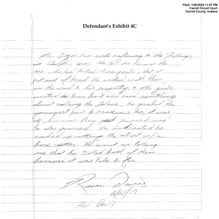 Delphi defense filing includes alleged confession from inmate | Court TV