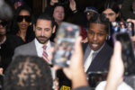 A$AP Rocky, right, speaks next to attorney Chad Seigel after he was found not guilty