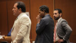 A$AP Rocky, center, waits for his verdict to be read