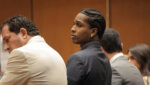 A$AP Rocky, center, waits for his verdict to be read