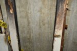 burned door with chain lock