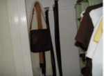 Laci Peterson's purse hanging on a wall