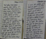 handwritten notes about pregnancy