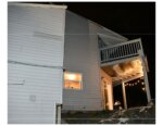 balcony, lights on house