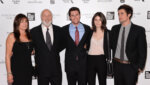 Rob Reiner, second left, poses with his wife Michele, left, and children Nick, center, Romy, and Jake