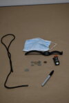 watch, facemask, flashlight, sharpie