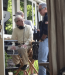 Jeffrey Epstein talking to Woody Allen on set