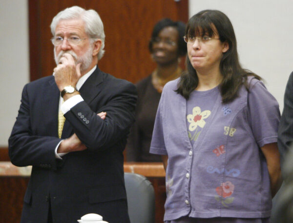 Andrea Yates and her attorney in court