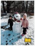 Cora, Dawson and a snowman