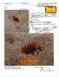 Handwritten notes appear on photos of bloodstains at the Clancy home. (court exhibit)