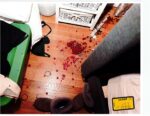 Photo shows bloodstains at the Clancy home. (court exhibit)