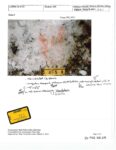 Handwritten notes appear on photos of bloodstains at the Clancy home. (court exhibit)