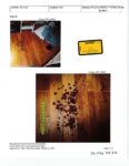 Handwritten notes appear on photos of bloodstains at the Clancy home. (court exhibit)