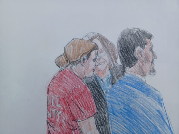 courtroom sketch of Corie Walsh