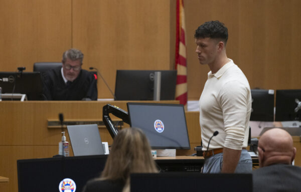 Clayton Echard walks in court