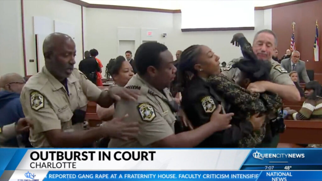 Deputies restrain man who lunged at defendant during sentencing for manslaughter